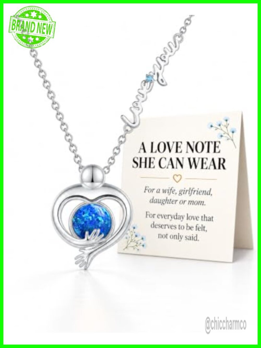 925 Sterling Silver Opal Hug Heart Necklace for Women Minimalist